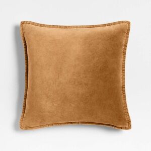 Crate & Barrel Washed Cotton Velvet Brown/Tan Throw Pillow Cover